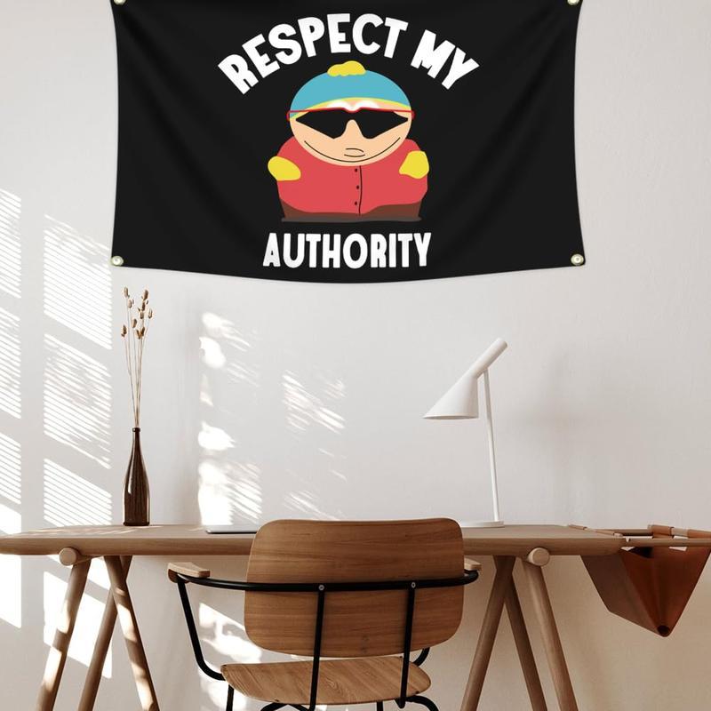 Christmas 2024 Ornament - Respect MY Authority Flag Tapestry, Funny Flags for College Dorm Room Decor, Man Cave Flag Tapestry for Home Room Decorations