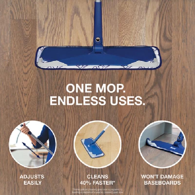 Microfiber Floor Mop for Dry and Wet Floor Cleaning - Includes Microfiber Cleaning Pad and Microfiber Dusting Pad - Dual Zone Cleaning Design for Faster Cleanup