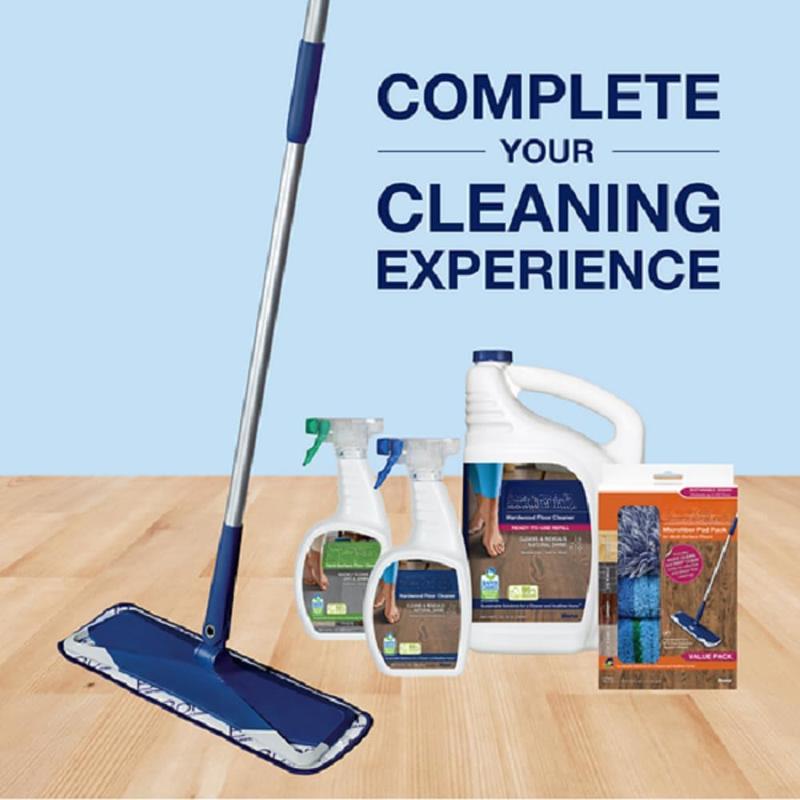 Microfiber Floor Mop for Dry and Wet Floor Cleaning - Includes Microfiber Cleaning Pad and Microfiber Dusting Pad - Dual Zone Cleaning Design for Faster Cleanup