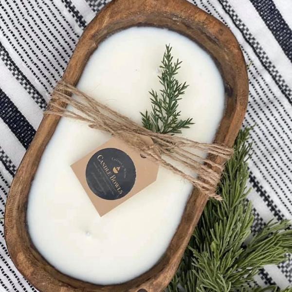 Wood Dough Bowl Candle | Handmade Soy Candle | Rustic Farmhouse Decor