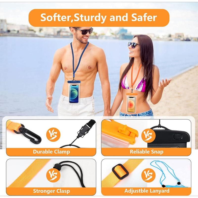 Waterproof Phone Pouch Bag - 7.5in Water Proof Cell Phone Case for Beach Travel Must Haves, Waterproof Phone Holder with Lanyard for iPhone 15 Pro Max Galaxy S23 Pixel 7a, Cruise Essentials