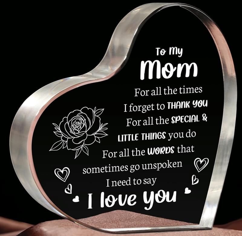 Gifts To My Mom, Mother's Day Gifts Heart Acrylic, Birthday Gifts, I Love You Mom from Son Daughter Decor Ornaments