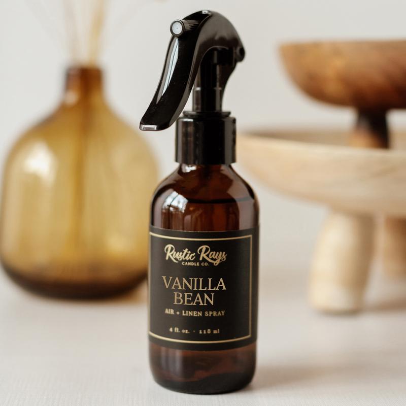 Vanilla Bean Room Spray - Glass Bottle - 4 oz - Air + Linen Spray Fragrance