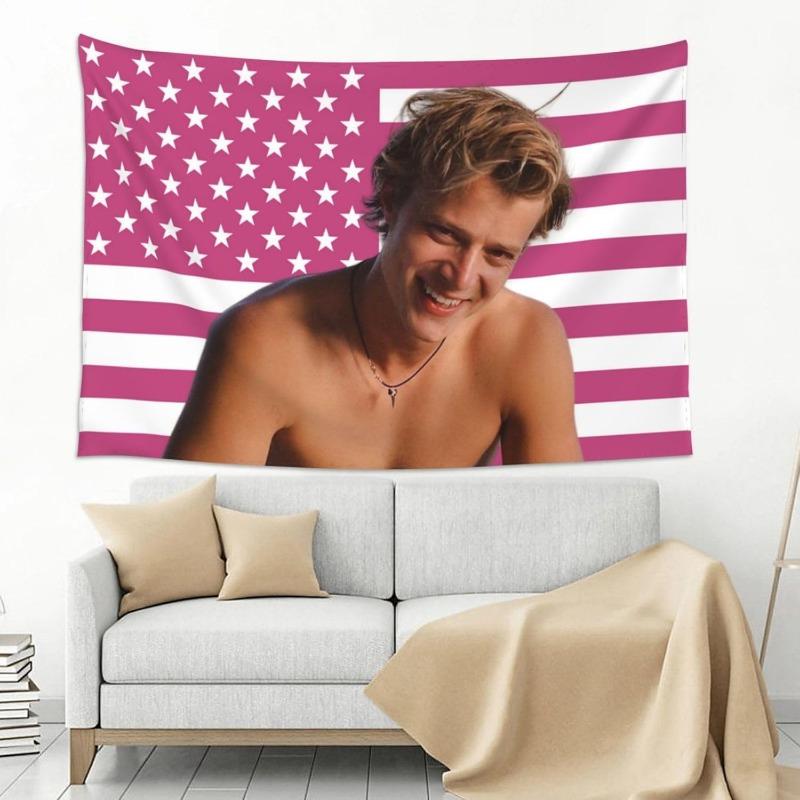 JJ Maybank Pink American Flag Tapestry - Perfect for Dorms, Bedrooms, Living Rooms & Office Parties