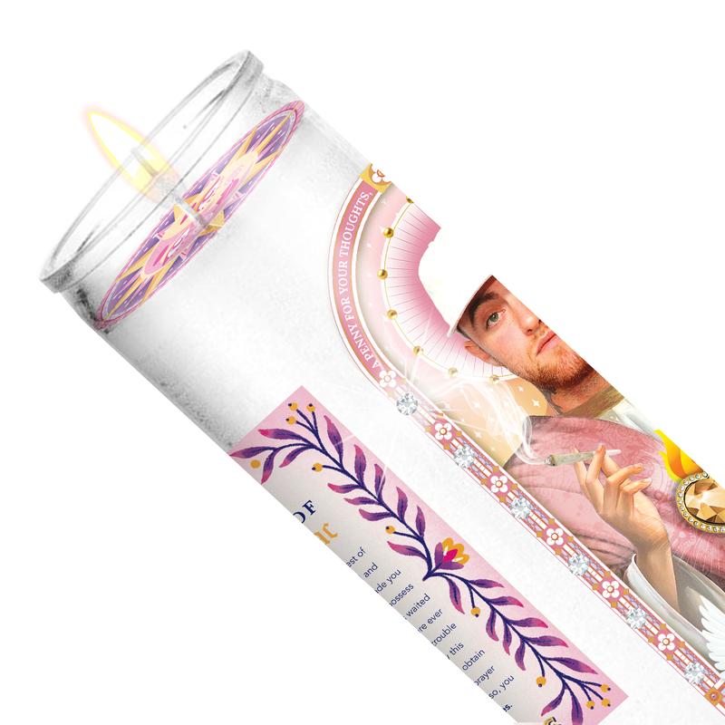 Saint Mac Miller Celebrity Prayer Candle: Non Scented | 8 inch Glass Prayer Votive - 100% Handmade in USA | Funny Gift Idea