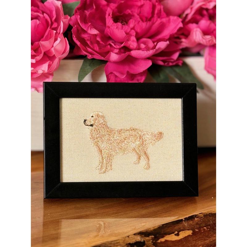 Golden Retreiver Machine Embroidered and Framed!  Other Breeds Available!