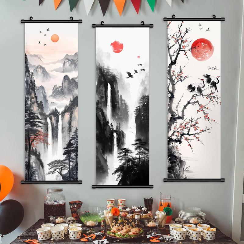 Landscape Pattern Canvas Wall Art, 3 Counts Modern Waterproof Scroll Painting, Exquisite Wall Decoration, Wall Art for Home Living Room Bedroom Decoration