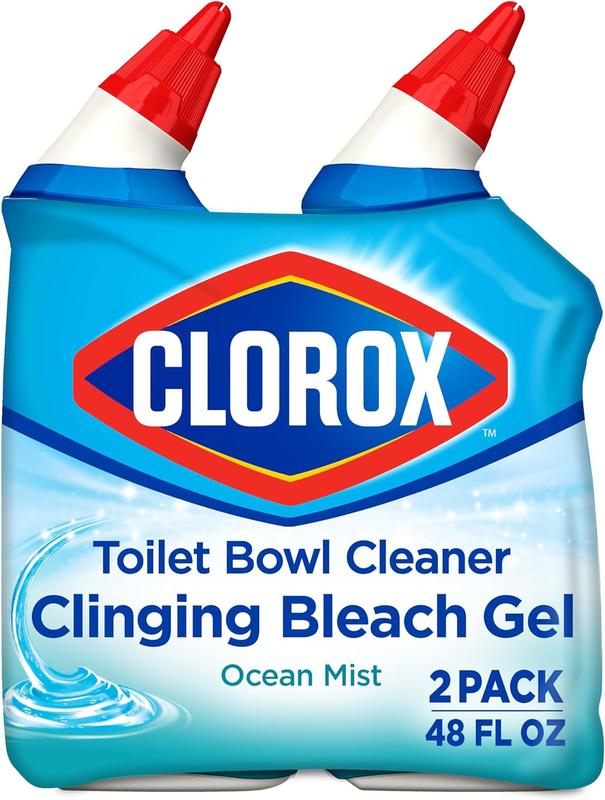 Clorox Toilet Bowl Cleaner, Clinging Bleach Gel, Ocean Mist - 24 oz, Pack of 2