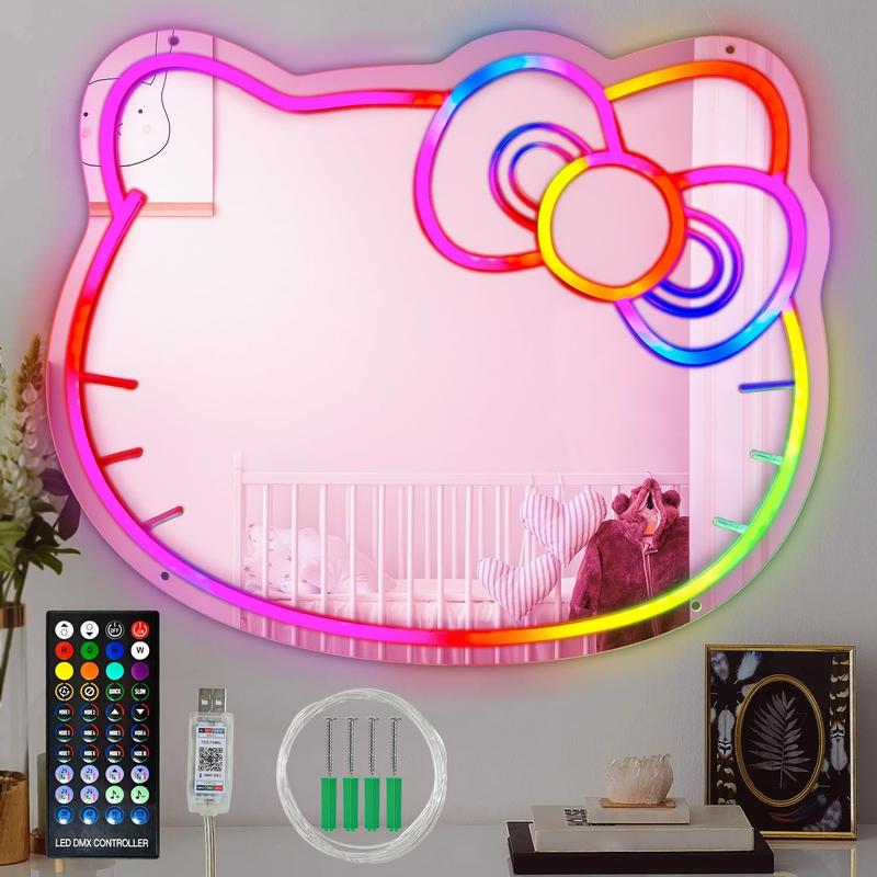 Hello Kit Mirror, Dimmable Hello Kit Vanity Mirror with Light 200+ Colors with Remote and App Control, New Year Gift, Christmas Gift, Girls Favorite Gift