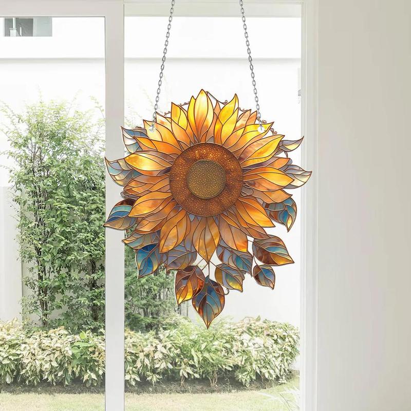 Sunflower Design Hanging Decor, 1 Count Colorful Acrylic Hanging Ornament, Hanging Decor for Home Garden Party Wedding