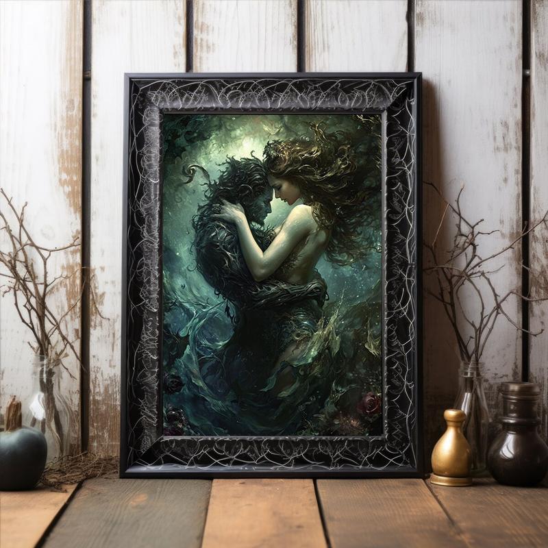 Hades Persephone Queen Underworld Love Story Fine Print Giclee, Gothic Love Vintage Painting, Witchy Artwork, Pagan Gods Esoteric Art