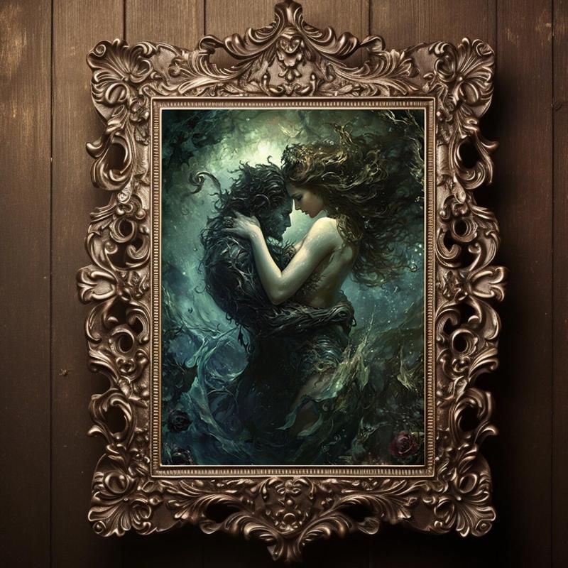 Hades Persephone Queen Underworld Love Story Fine Print Giclee, Gothic Love Vintage Painting, Witchy Artwork, Pagan Gods Esoteric Art