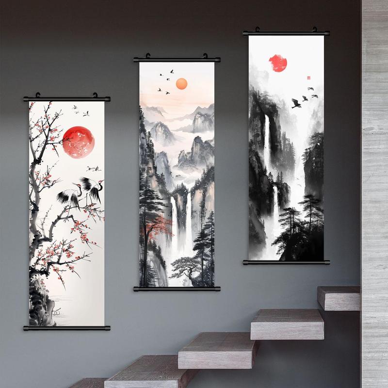 Landscape Pattern Canvas Wall Art, 3 Counts Modern Waterproof Scroll Painting, Exquisite Wall Decoration, Wall Art for Home Living Room Bedroom Decoration