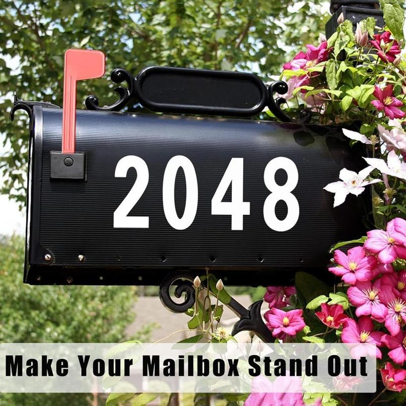 Waterproof Mailbox Number Sticker, 2 Sets Reflective Mailbox Number for Outside, Self Adhesive Vinyl Number for Mailbox, Door, Garbage Bins, Address Number