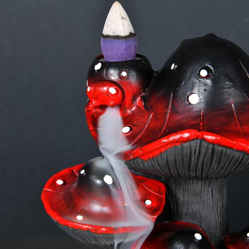 Mushroom Design Incense Burner, 1 Count Resin Incense Holder with Backflow Incense Cone, Desktop Decoration for Home Living Room Bedroom