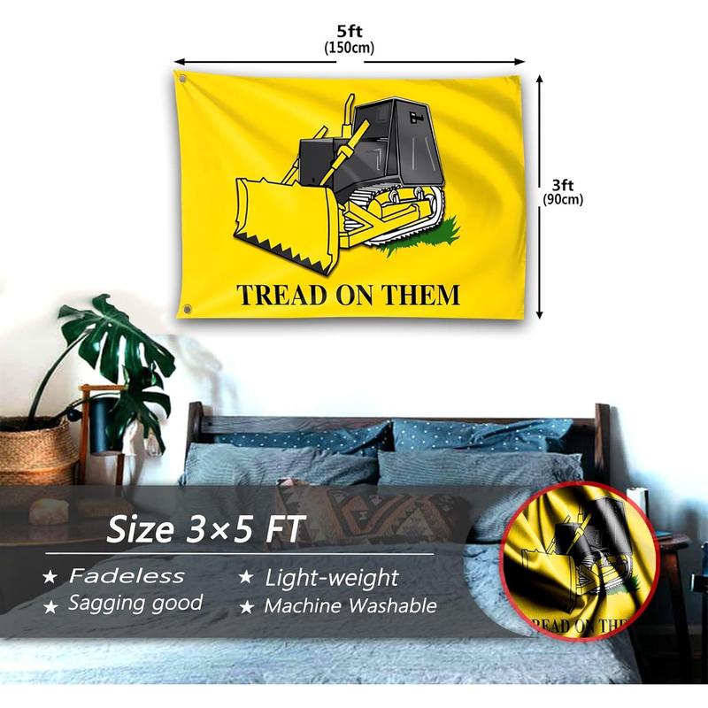 Tread On Them Flag Killdozer Flag 40X60 INCH Funny Man Cave Wall Banner for Room Teen Girls Indoor Outdoor Party Bedroom and College Dorm Wall Decor Tapestry Gifts