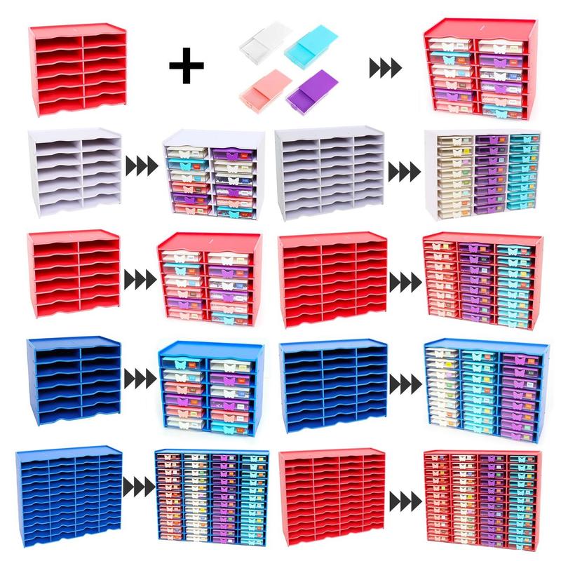 Desktop Colorful Storage Box, 1 Count DIY Diamond Arts Colorful Painting Tool Storage Rack with Boxes, Assembleable Storage Shelf for Home Office