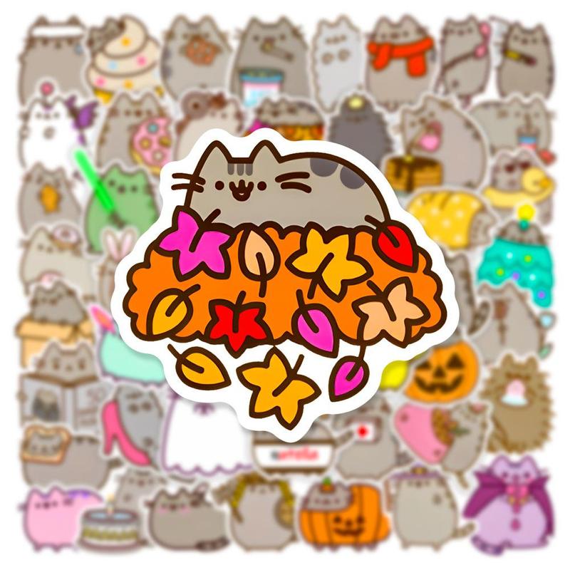 50pcs Cute Cartoon Cat Series Sticker, Waterproof Self-adhesive Decorative Stickers, Creative Home Decoration Stickers For DIY Water Bottles & Laptops, for Room Decor, Fall & Winter Gift