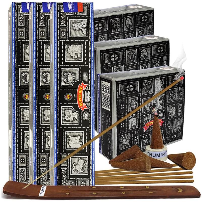 Super Hit Incense Sticks and Cone Incense Holder Variety Pack Bundle Insence Insense Insienso TRUMIRI