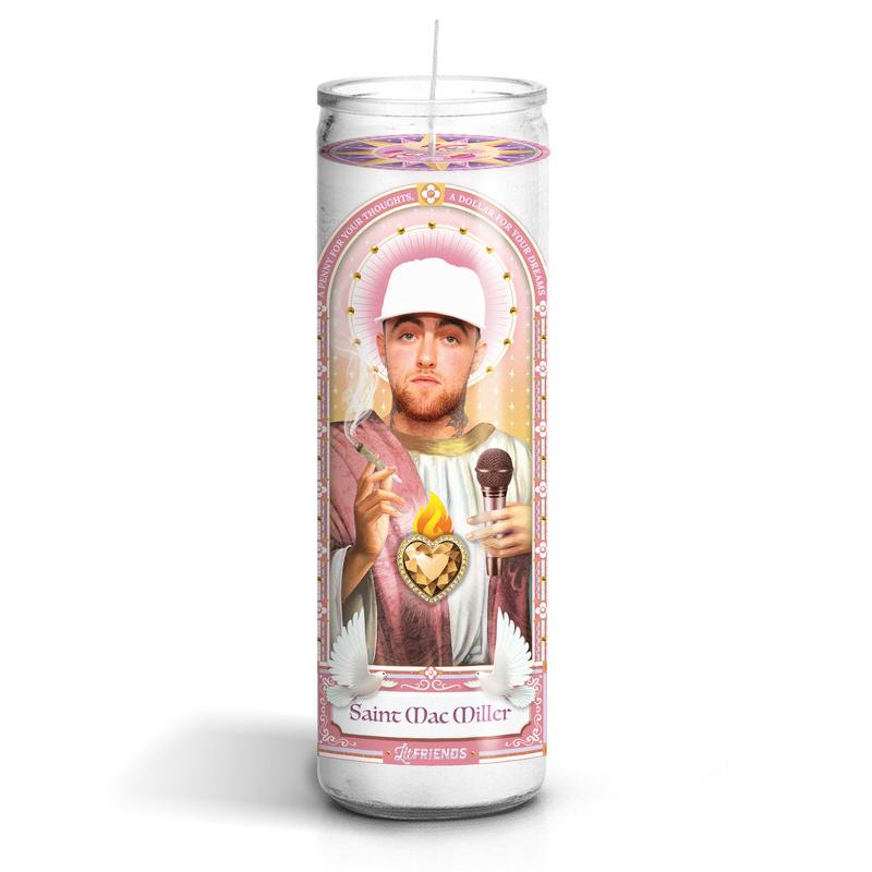 Saint Mac Miller Celebrity Prayer Candle: Non Scented | 8 inch Glass Prayer Votive - 100% Handmade in USA | Funny Gift Idea