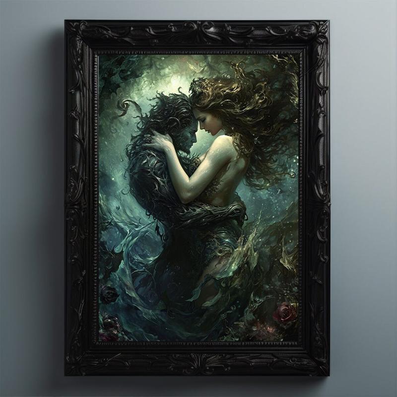 Hades Persephone Queen Underworld Love Story Fine Print Giclee, Gothic Love Vintage Painting, Witchy Artwork, Pagan Gods Esoteric Art