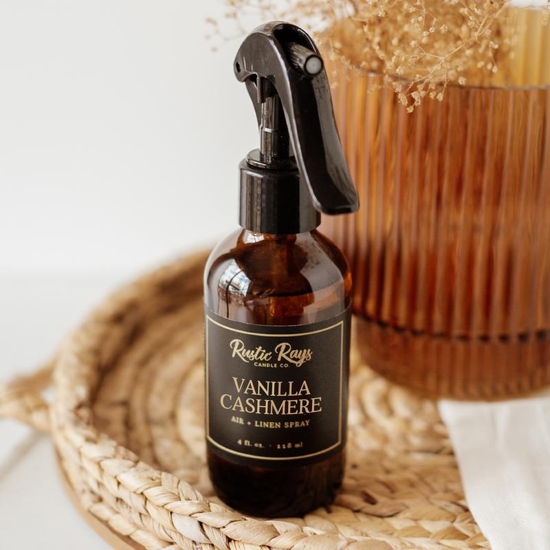 Vanilla Cashmere Fall Room Spray 4 oz - Air + Linen Spray Fragrance - Warm Vanilla, Brown Sugar, Tonka Bean