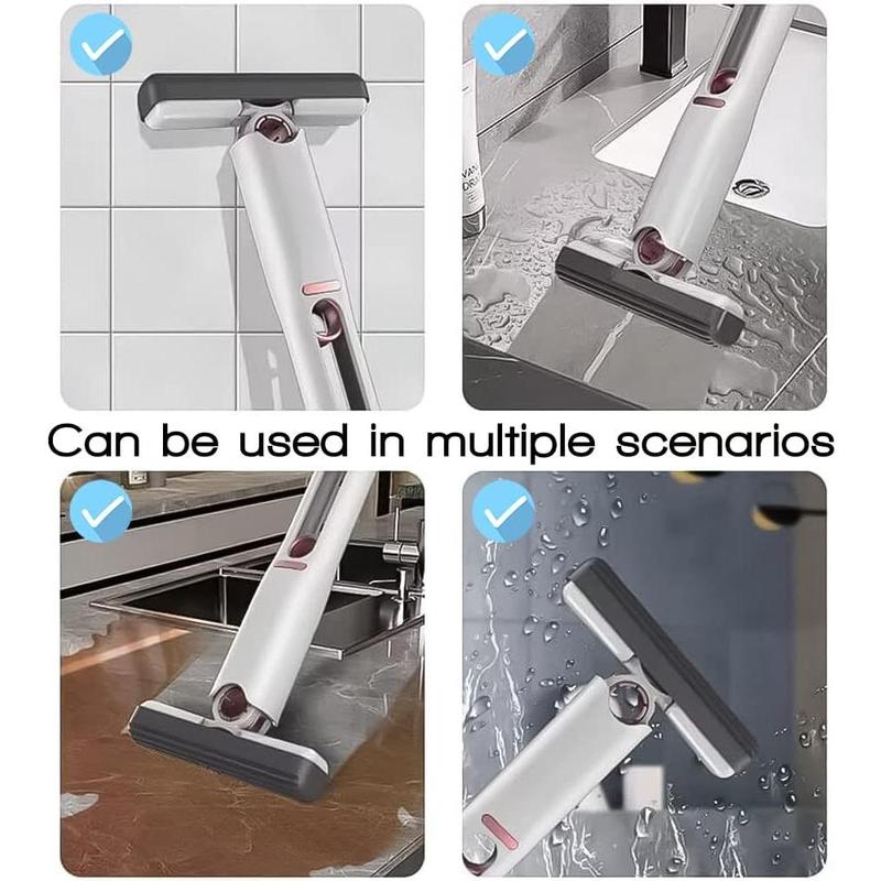 Portable Self-Squeeze Short Mop, Mini Lazy Hand Wash-Free Strong Absorbent Mop, Wet and Dry Use, Floor Cleaning System for Bathroom Kitchens Tableware Desktop Glass (1 Cotton Head + 1 Squeeze Handle) rubbermaid  mop mop bucket sponge  mop mops