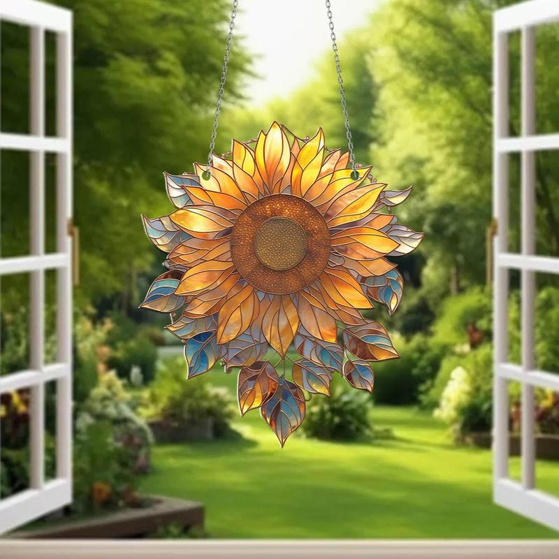 Sunflower Design Hanging Decor, 1 Count Colorful Acrylic Hanging Ornament, Hanging Decor for Home Garden Party Wedding