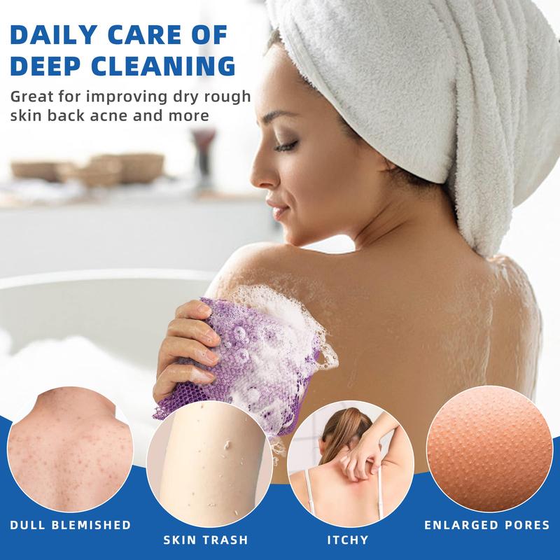 6 Pieces African Net Sponge African Exfoliating Net Long African Bath Sponge Washcloth Shower Net African Body Scrubber Net for Skin Smoother Daily Use(Pink,Yellow,Purple,Black,Blue,Brown)