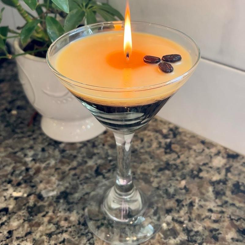 The Original Espresso Martini Candle - Coffee & Cream Scented Candle in Reusable Martini Glass