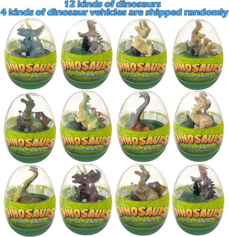 4 Pack Jumbo Dinosour Eggs with Dinosaur Pull Back Cars Dinos Vehicles Toys Inside for Kids Toddlers Boys Girls Christmas Party Favors Goodie Bag Christmas Stocking Stuffers