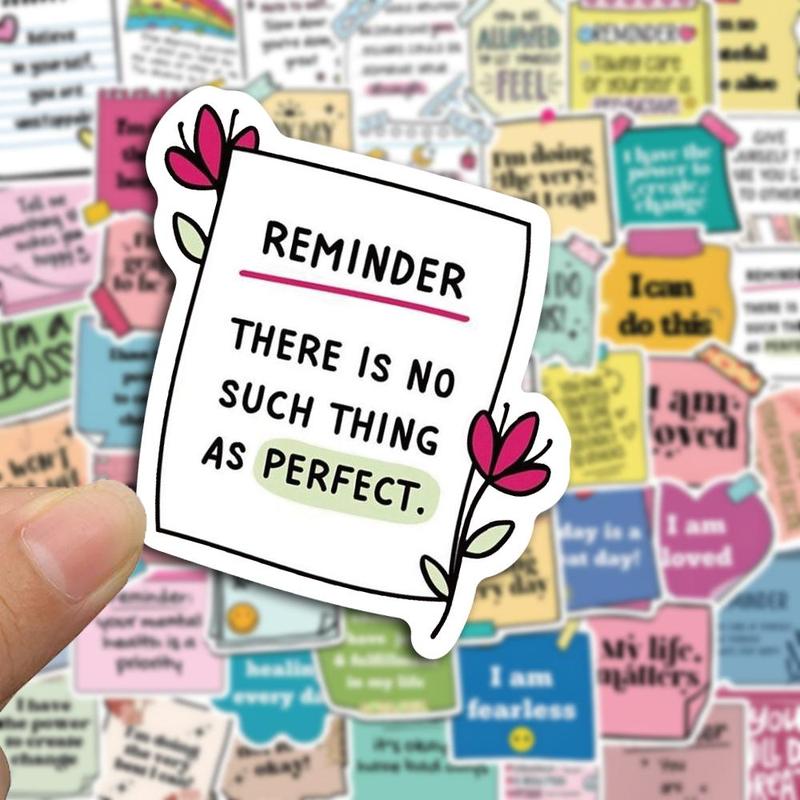 Cartoon Self-esteem Motivational Sticker, 50pcs set Inspirational  Phrase Sticker, Decorative Sticker for Gift Greeting Card Water Bottle Laptop Phone