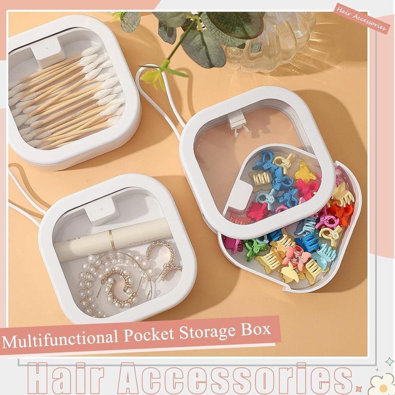 Portable Hair Tie Organizer, 4 Counts Travel Qtip Holder, Hair Accessories Organizer, Hair Tie Holder, Storage Boxes for Home Office Travel