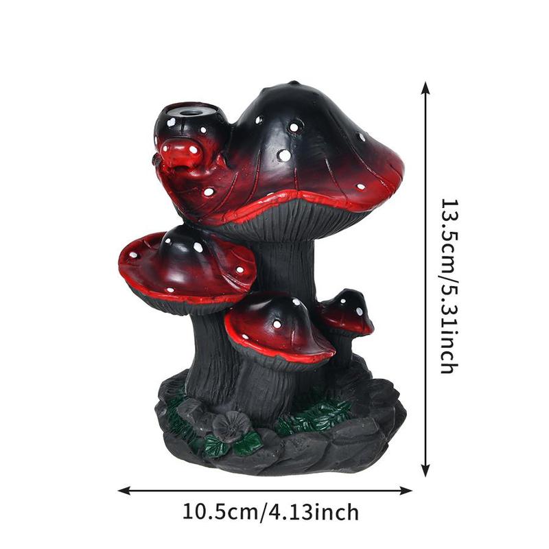 Mushroom Design Incense Burner, 1 Count Resin Incense Holder with Backflow Incense Cone, Desktop Decoration for Home Living Room Bedroom