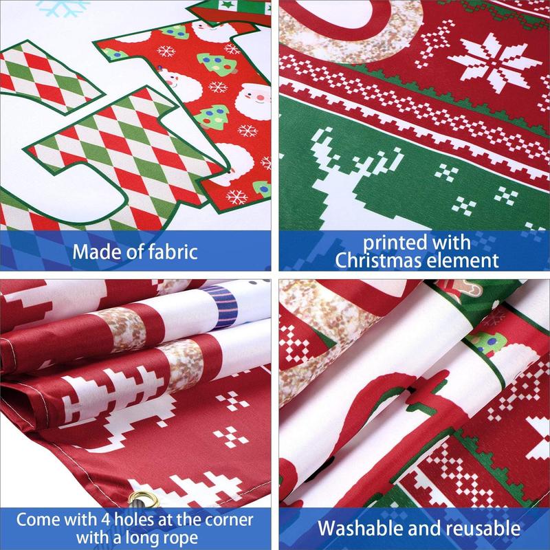 Christmas Backdrop Ugly Sweater Party Decoration Supplies Extra Large Fabric Red and Green Xmas Patterns Photography Background Winter Elfed Photo Booth Background Banner