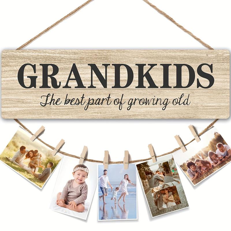 1 Set, Best Christmas or Birthday Gifts for Grandma & Grandpa from Grandchildren, Side by Side or Miles Apart Grandkids Photo Holder, 12x40cm