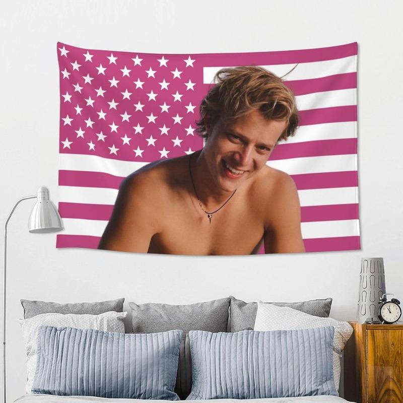 JJ Maybank Pink American Flag Tapestry - Perfect for Dorms, Bedrooms, Living Rooms & Office Parties