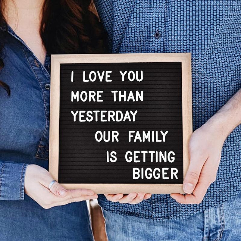 10 x 10 inch Felt Letter Board with 294 Letters, Numbers & Symbols - Changeable Message Board with Wooden Frame Wall Mount Hook