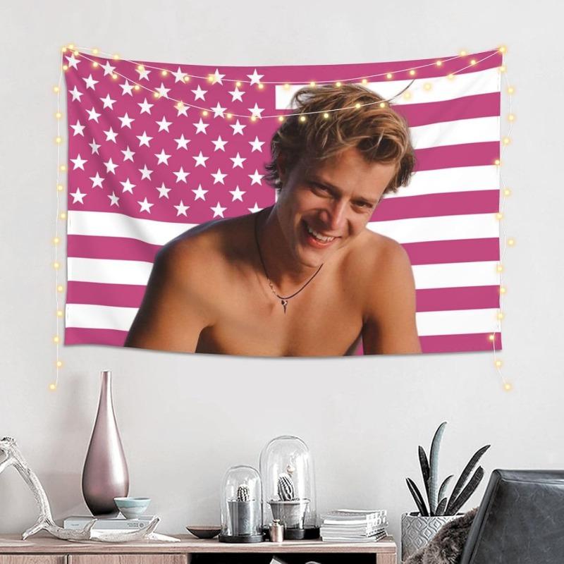 JJ Maybank Pink American Flag Tapestry - Perfect for Dorms, Bedrooms, Living Rooms & Office Parties