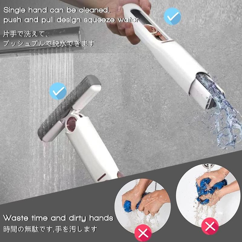 Portable Self-Squeeze Short Mop, Mini Lazy Hand Wash-Free Strong Absorbent Mop, Wet and Dry Use, Floor Cleaning System for Bathroom Kitchens Tableware Desktop Glass (1 Cotton Head + 1 Squeeze Handle) rubbermaid  mop mop bucket sponge  mop mops