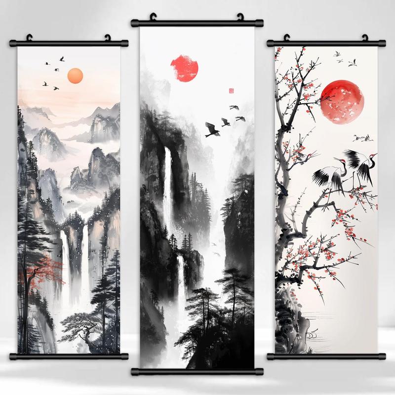 Landscape Pattern Canvas Wall Art, 3 Counts Modern Waterproof Scroll Painting, Exquisite Wall Decoration, Wall Art for Home Living Room Bedroom Decoration