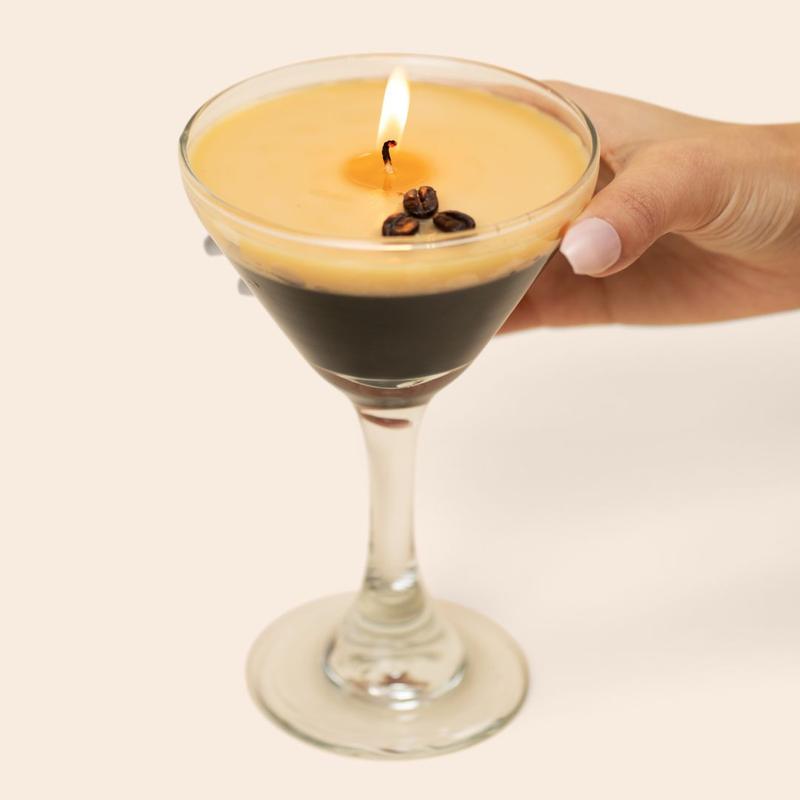 The Original Espresso Martini Candle - Coffee & Cream Scented Candle in Reusable Martini Glass