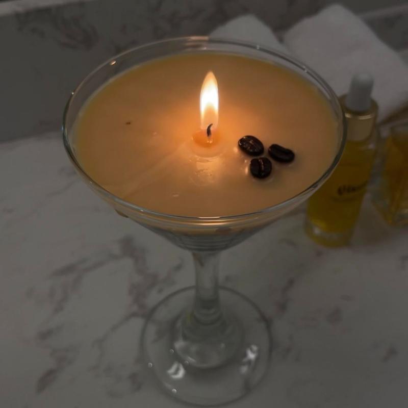 The Original Espresso Martini Candle - Coffee & Cream Scented Candle in Reusable Martini Glass