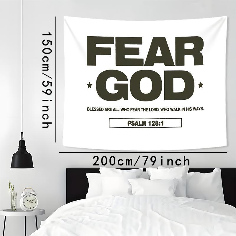 Fear God Tapestry, 1 Count Inspirational Quote Tapestry, Aesthetic Art Wall Hanging Decor, Wall Decor for Home Office Dormitory School, Home Decor 2025