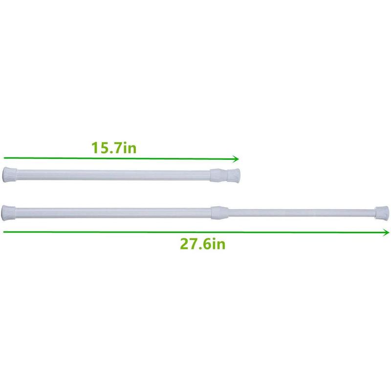 Tension Rods, 4 Pack 15.7-28 Inches Adjustable Spring Steel Cupboard Bars Tension Curtain Rod Shower Rod Extendable Width