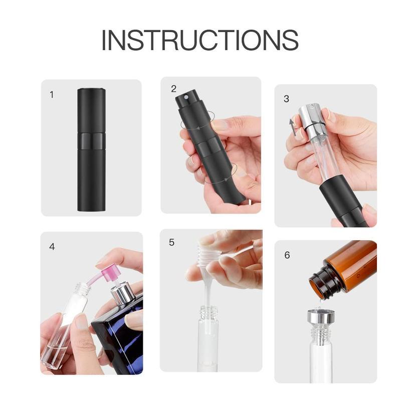 8ml Portable Mini Perfume Atomizer，Refilable Empty Small Spray Bottle for Travel, Twist Tpye Pocket Cologne Sprayer (Black 3 PCS)