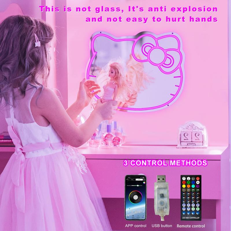 Hello Kit Mirror, Dimmable Hello Kit Vanity Mirror with Light 200+ Colors with Remote and App Control, New Year Gift, Christmas Gift, Girls Favorite Gift