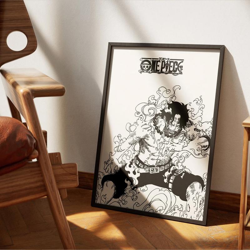 Anime Posters, One Piece Poster, Monkey D Luffy Poster, Roronoa Zoro Art, Portgas D Ace, One Piece Manga Gallery Iconic Characters of Manga Masterpiece Wall Art Poster Minimalist Room Decor