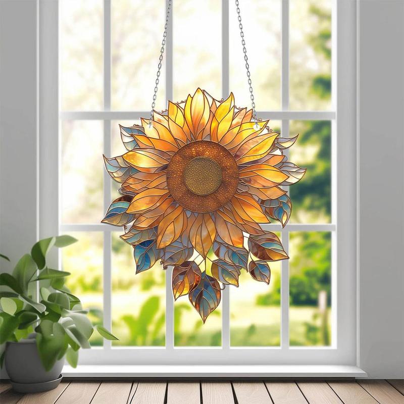 Sunflower Design Hanging Decor, 1 Count Colorful Acrylic Hanging Ornament, Hanging Decor for Home Garden Party Wedding