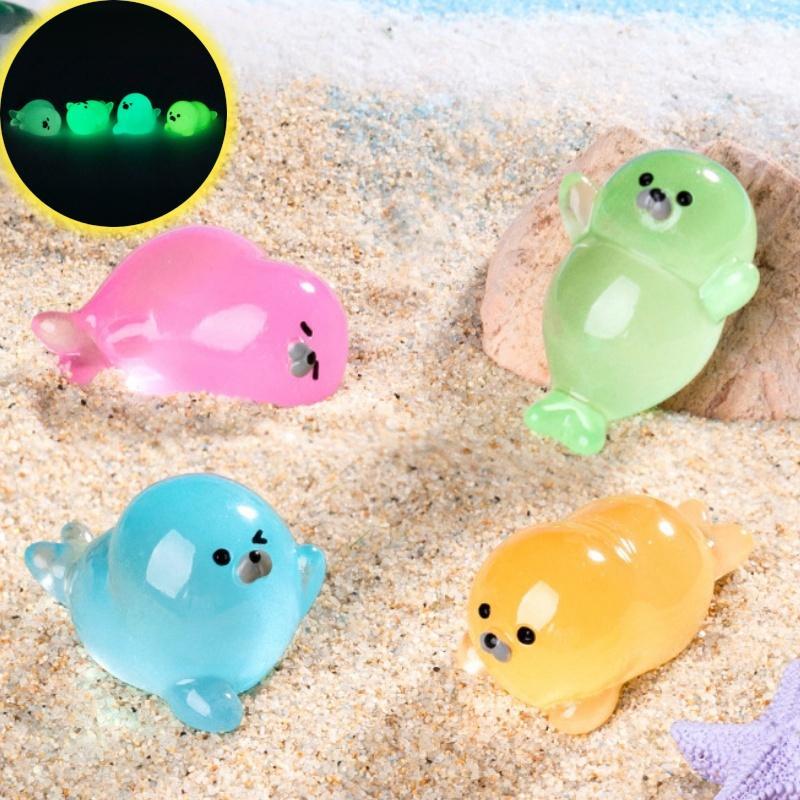 Random Color Luminous Seal Decoration, Cute Glow in The Dark Seal Ornament, Mini Decorative Resin Craft for Home & Garden & Car